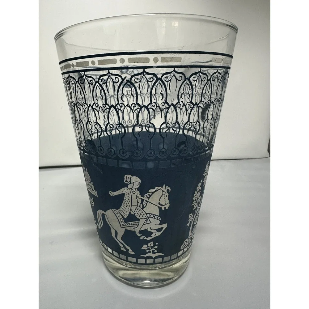 Vintage MCM Glass Wedgwood Light Blue Jeanette Hellenic Ice Bucket Barware